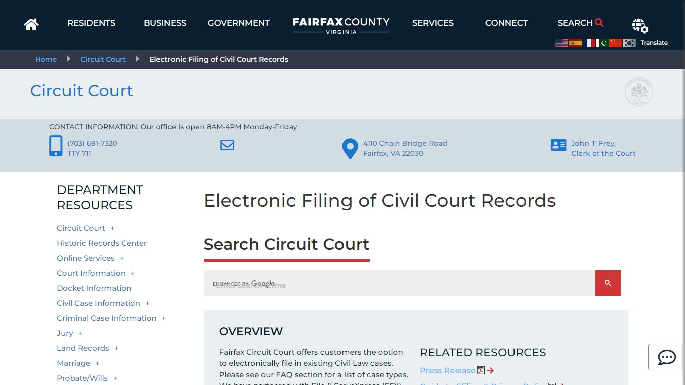 Electronic Filing of Civil Court Records | Circuit Court